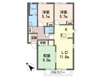 ベルハイツ(3LDK/2階)の間取り写真