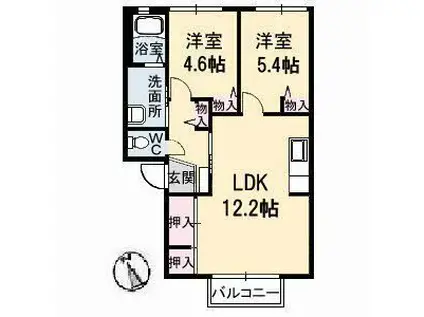 ディアスいちまる A棟(2LDK/2階)の間取り写真