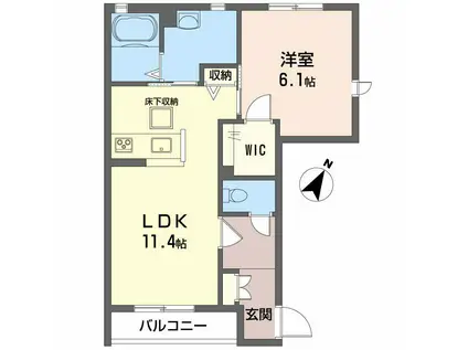 シャーメゾン中野開作B(1LDK/1階)の間取り写真