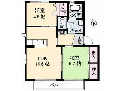 シャーメゾン西平原A(2LDK/1階)の間取り写真