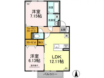 ツマサイト B棟(2LDK/2階)の間取り写真