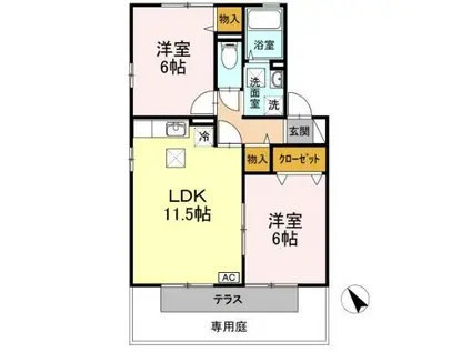 インペリアル神原C(2LDK/1階)の間取り写真