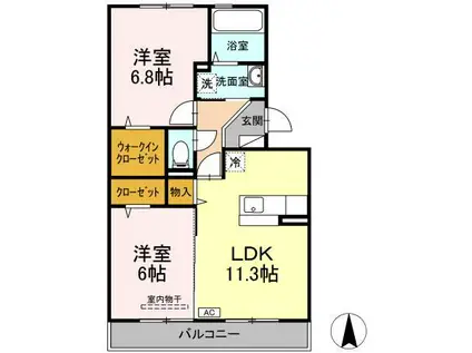 シャングリ・ラ光栄(2LDK/2階)の間取り写真
