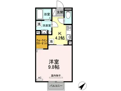 ヴィーナス理科大前(1K/2階)の間取り写真