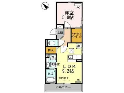 アンベリール(1LDK/1階)の間取り写真