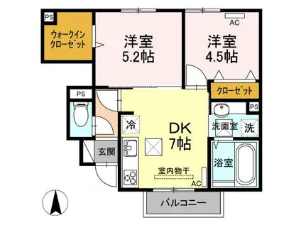 ボナールⅡ(2DK/1階)の間取り写真