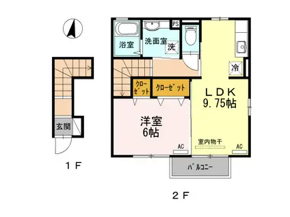 フローライト(1LDK/2階)の間取り写真