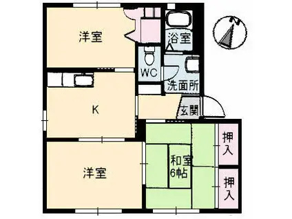 さくら館壱号棟(3DK/1階)の間取り写真