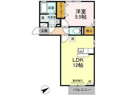 リッシハウス(1LDK/2階)の間取り写真