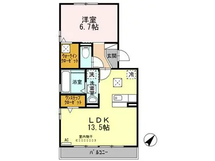 セジュール鵬舟オッツIII(1LDK/1階)の間取り写真