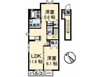 シャーメゾンディモア(2LDK/2階)の間取り写真