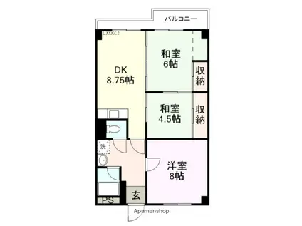 沼第一コーポ(3DK/3階)の間取り写真