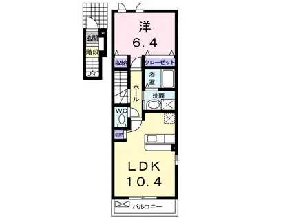 シエンアロザロⅥ(1LDK/2階)の間取り写真