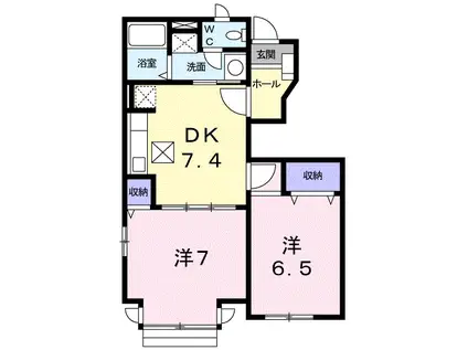 コモド ピアッツァA(2DK/1階)の間取り写真