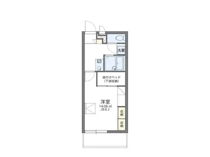 レオパレスオアシス(1K/2階)の間取り写真