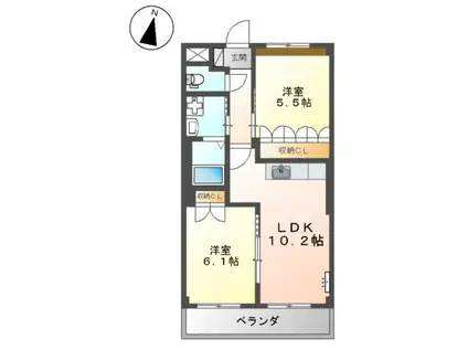 カンパーニュハウス ヒロ(2LDK/1階)の間取り写真