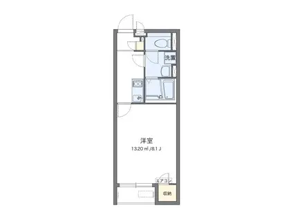 クレイノソレーユ シャルダン(1K/1階)の間取り写真