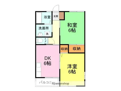 コンフォート清末(2DK/2階)の間取り写真