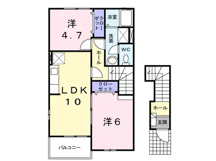 メゾン・ルミエールD(2LDK/2階)の間取り写真