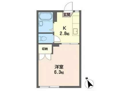 ガーデンハイツ関山(1K/1階)の間取り写真