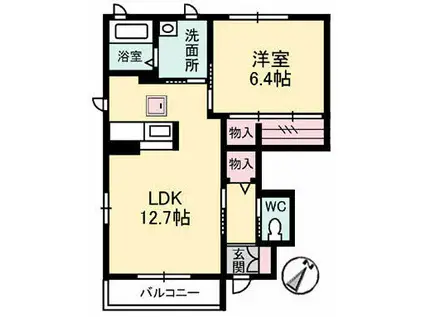 ヴェールメゾン 柚(1LDK/1階)の間取り写真
