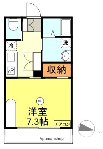 ウェルス多賀美Ⅲ(1K/3階)の間取り写真