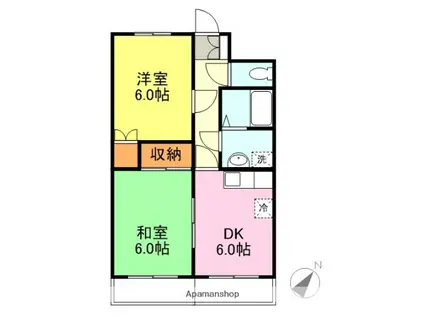稗田アカマツハイツ(2DK/3階)の間取り写真