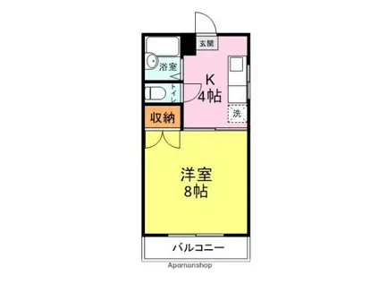 アモール瓦谷(1K/2階)の間取り写真