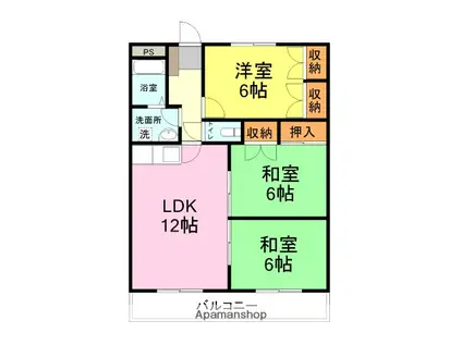 プレジール清末(3LDK/3階)の間取り写真