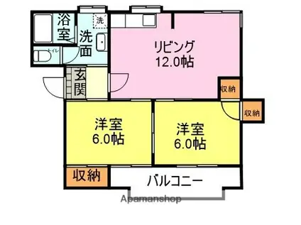 ビレッジ宝町B(2LDK/3階)の間取り写真