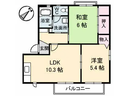 スターガーデン長府ステラ(2LDK/2階)の間取り写真