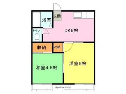 ハイツカトレア(2DK/2階)の間取り写真