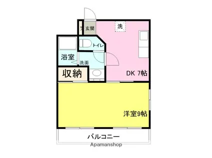 ワンモア2ビル(1DK/4階)の間取り写真