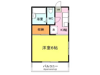 コーポ山の田(1K/3階)の間取り写真