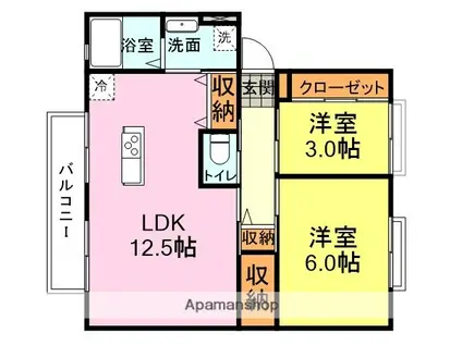 サンヒルズYAMANO(2LDK/2階)の間取り写真