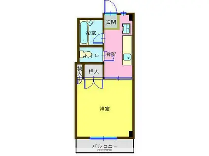 ニューヒルズ(1K/2階)の間取り写真