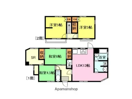 山陽本線 幡生駅 徒歩5分 2階建 築54年(4SLDK)の間取り写真