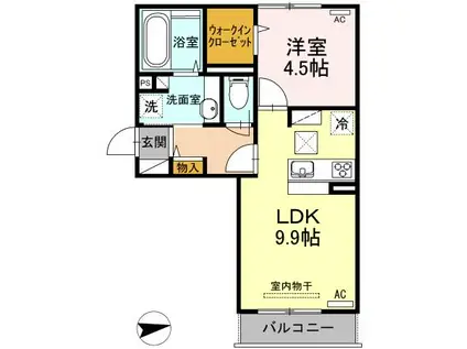 リヴェール コート(1LDK/1階)の間取り写真