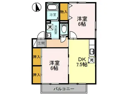 リヴェールA(2DK/2階)の間取り写真
