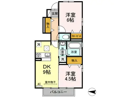 グリーンパーク市原B棟(2DK/1階)の間取り写真