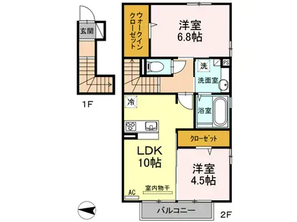 グリーンパーク市原B棟(2LDK/2階)の間取り写真