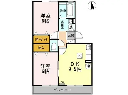 コンフォールⅡ号館(2DK/1階)の間取り写真
