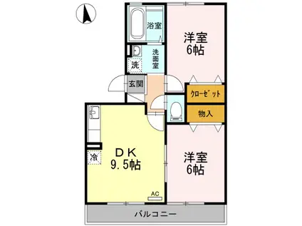 コンフォールⅡ号館(2DK/3階)の間取り写真