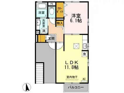 ピノ カーサ(1LDK/1階)の間取り写真