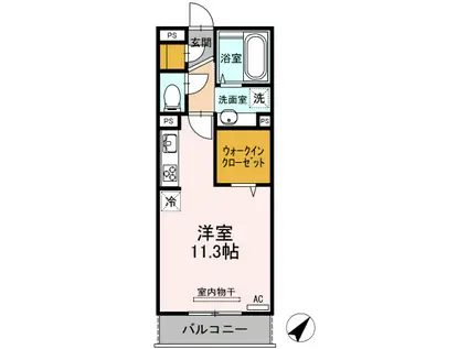 ヴィルセイン 潮彩 A棟(ワンルーム/3階)の間取り写真