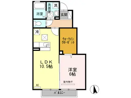 ウェルネス(1LDK/1階)の間取り写真