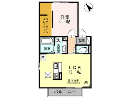 クレシェンテ長府(1LDK/1階)の間取り写真