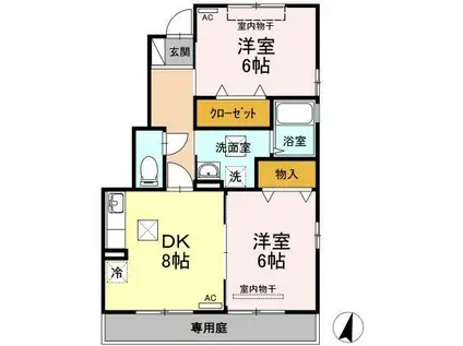 グランシャリオ(2DK/1階)の間取り写真