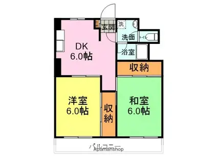 前田コーポラス(2DK/5階)の間取り写真