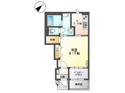 エスペランス稗田(1K/1階)の間取り写真